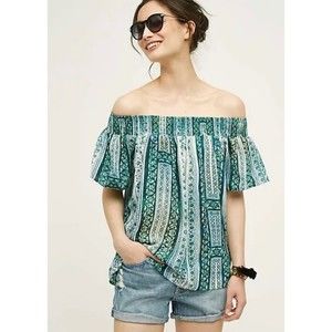 HD in Paris Anthropologie Women's Sz Small Off The Shoulder Floral Print Blouse